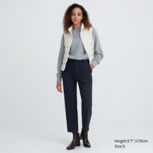 Uniqlo Smart Brushed Striped Ankle Length Trousers Blast Dam Marinblå | LONQJ-1085