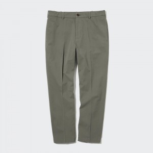 Uniqlo Smart Cotton Ankle Length Trousers Långbyxor Herr Olivgröna | EJPHQ-9583