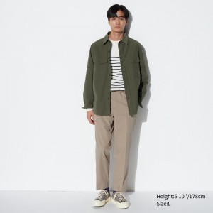 Uniqlo Smart Cotton Ankle Length Trousers Långbyxor Herr Beige | YEUOH-9047