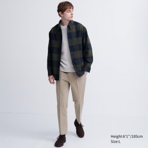 Uniqlo Smart Cotton Like Ankle Length Trousers Långbyxor Herr Beige | ILDUC-2086