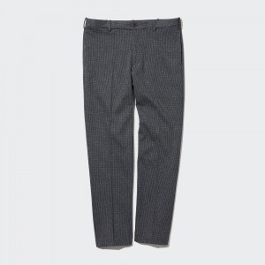 Uniqlo Smart Gun Club Checked Ankle Length Trousers Long Långbyxor Herr Grå | VKXPN-4593