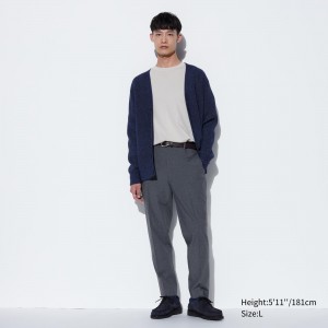 Uniqlo Smart Gunclub Checked Ankle Length Trousers Långbyxor Herr Grå | FYZTL-4805