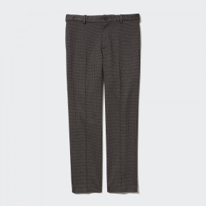 Uniqlo Smart Houndstooth Ankle Length Trousers Long Långbyxor Herr Mörkbruna | ZOMWS-8946