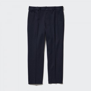 Uniqlo Smart Striped Ankle Length Trousers Långbyxor Herr Marinblå | OPMQF-3612