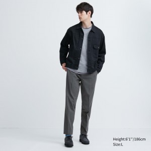 Uniqlo Smart Wool Like Ankle Length Trousers Long Långbyxor Herr Grå | EYNFS-4851