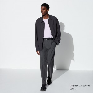 Uniqlo Smart Wool Like Ankle Length Trousers Long Långbyxor Herr Grå | ILVDE-1785
