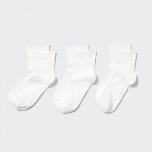 Uniqlo Socks Three Pairs Strumpor Dam Vita | QHRJP-8736