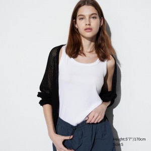 Uniqlo Soft Ribbed Vest Top T-shirt Dam Vita | TZYRO-7216