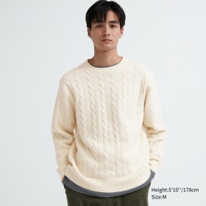 Uniqlo Souffle Yarn Cable Knit Crew Neck Jumper Jumpers Herr Vita | MLGTX-7631