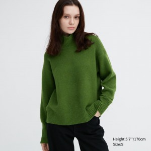 Uniqlo Souffle Yarn High Neck Jumper Jumpers Dam Gröna | YOTPQ-5649