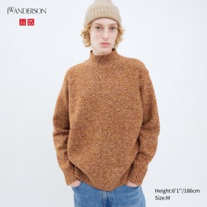 Uniqlo Souffle Yarn Mock Neck Jumper Jumpers Herr Orange | MKASU-1675