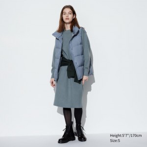 Uniqlo Souffle Yarn Smooth Long Sleeved Dress Klänning Dam Gröna | GHKOQ-5134
