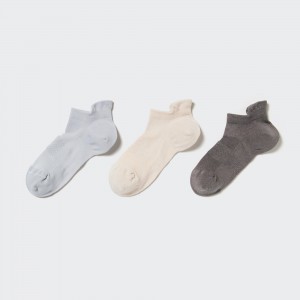 Uniqlo Sports Short Socks Three Pairs Strumpor Dam Ljusgrå | IJZKQ-6317