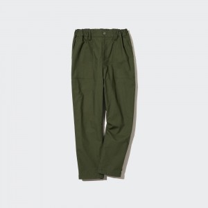 Uniqlo Stretch Warm Lined Baker Trousers Mjukisbyxor Barn Olivgröna | QUWBN-7451