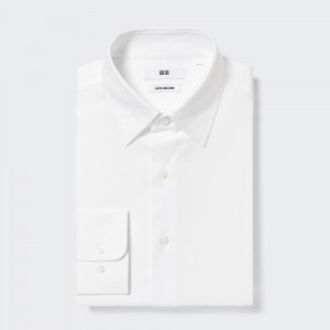 Uniqlo Super Non Iron Regular FiT-Shirt Regular Collar Skjorta Herr Vita | VUBCM-1482