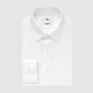 Uniqlo Super Non Iron Slim FiT-Shirt Regular Collar Skjorta Herr Vita | EMAIC-1862