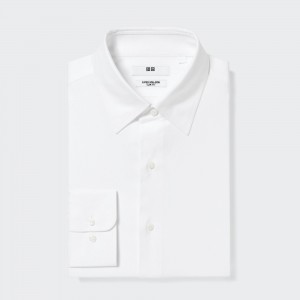 Uniqlo Super Non Iron Slim FiT-Shirt Regular Collar Skjorta Herr Vita | JQPNX-5217