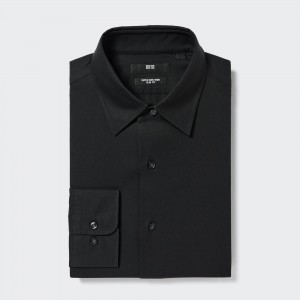 Uniqlo Super Non Iron Slim FiT-Shirt Regular Collar Skjorta Herr Svarta | YRSVK-7934
