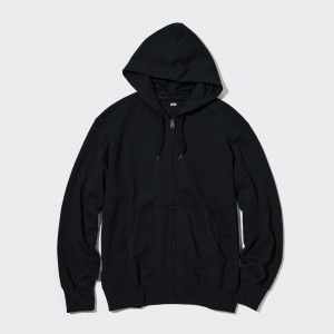 Uniqlo Sweat Zipped Hoodie Hoodie Herr Svarta | UHAZP-8760