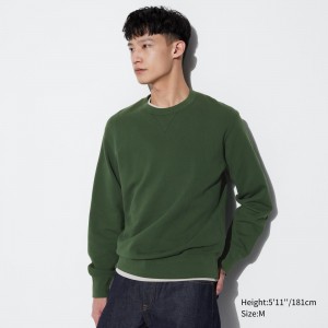 Uniqlo Sweatshirt Hoodie Herr Gröna | IFZYG-5970