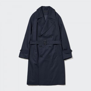 Uniqlo Trench Coat Jackor Herr Marinblå | GKNAV-1578