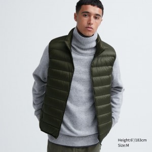 Uniqlo Ultra Light Down Quilted Vest Jackor Herr Olivgröna | IQZTR-5196