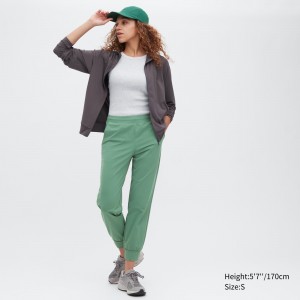 Uniqlo Ultra Stretch Airism Joggers Blast Dam Gröna | JHXMU-8427