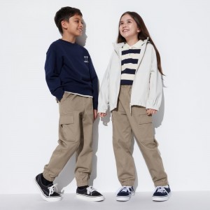 Uniqlo Ultra Stretch Cargo Joggers Mjukisbyxor Barn Beige | SPQHN-0361