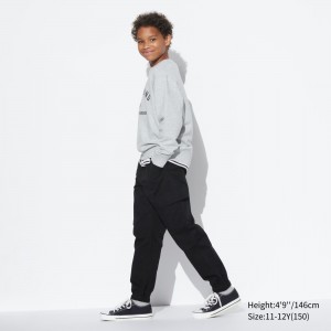 Uniqlo Ultra Stretch Cargo Joggers Mjukisbyxor Barn Svarta | VNDAP-1534