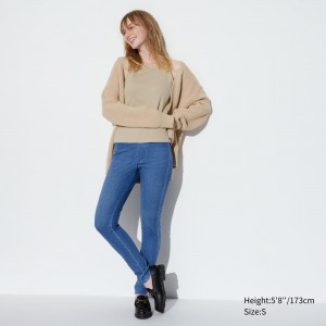 Uniqlo Ultra Stretch Denim Leggings Long Blast Dam Blå | EIWCO-0354