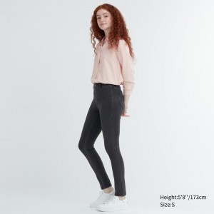 Uniqlo Ultra Stretch Denim Leggings Long Blast Dam Mörkgrå | FXAOS-8372