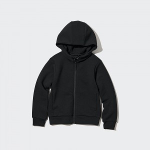 Uniqlo Ultra Stretch Dry Sweat Long Sleeve Full Zip Hoodie Hoodie Barn Svarta | CLIGX-3415