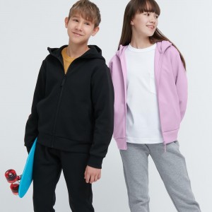 Uniqlo Ultra Stretch Dry Sweat Zipped Hoodie Hoodie Barn Svarta | BVNKU-0463