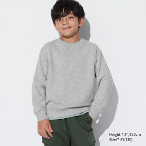 Uniqlo Ultra Stretch Sweatshirt Hoodie Barn Grå | YMIXO-4760