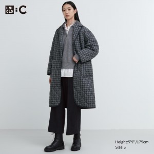 Uniqlo Warm Padded Oversized Coat Jackor Dam Grå | QOZIG-7408