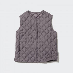 Uniqlo Warm Padded Quilted Vest Jackor Dam Grå | PHFOL-9574