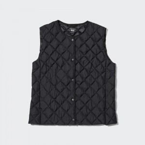 Uniqlo Warm Padded Quilted Vest Jackor Dam Svarta | YOIVD-5732
