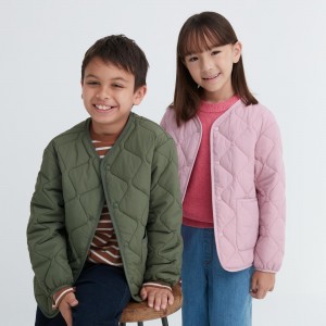 Uniqlo Warm Padded Washable Jacket Water Repellent Jackor Barn Olivgröna | CRPQY-0235