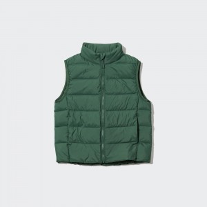 Uniqlo Warm Padded Washable Vest Water Repellent Jackor Barn Gröna | ERYMV-1439