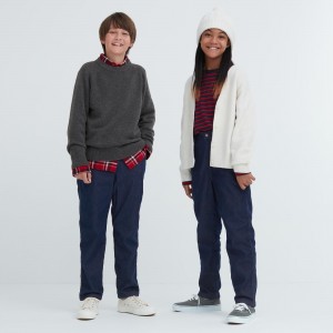 Uniqlo Warm Stretch Lined Jeans Mjukisbyxor Barn Blå | LCBVE-5934