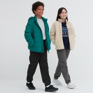 Uniqlo Warm Stretch Lined Joggers Mjukisbyxor Barn Svarta | NHZLQ-8039