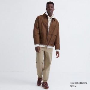 Uniqlo Washed Jersey Ankle Length Joggers Joggingbyxor Herr Beige | EIPUB-6843