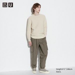 Uniqlo Wide Fit Parachute Cargo Trousers Långbyxor Herr Olivgröna | POXAT-3709
