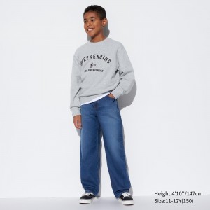 Uniqlo Wide Leg Jeans Mjukisbyxor Barn Blå | YOEDX-5720