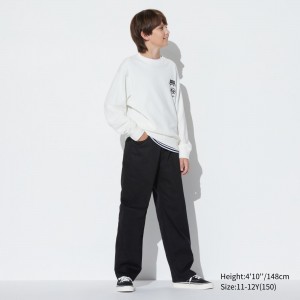Uniqlo Wide Leg Jeans Mjukisbyxor Barn Svarta | ZLIGP-1263