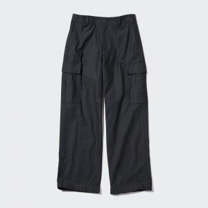 Uniqlo Wide Straight Leg Cargo Trousers Long Blast Dam Mörkgrå | SGNHW-0781