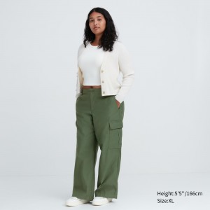 Uniqlo Wide Straight Leg Cargo Trousers Blast Dam Gröna | ZESID-0517