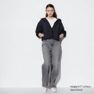 Uniqlo Wide Straight Leg Jeans Jeans Dam Grå | XBJHQ-0976