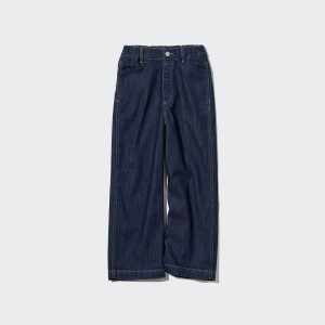 Uniqlo Wide Straight Leg Jeans Mjukisbyxor Barn Blå | OHBCS-3965