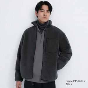 Uniqlo Windproof Outer Fleece Jacket Jackor Herr Mörkgrå | WQXVB-3748